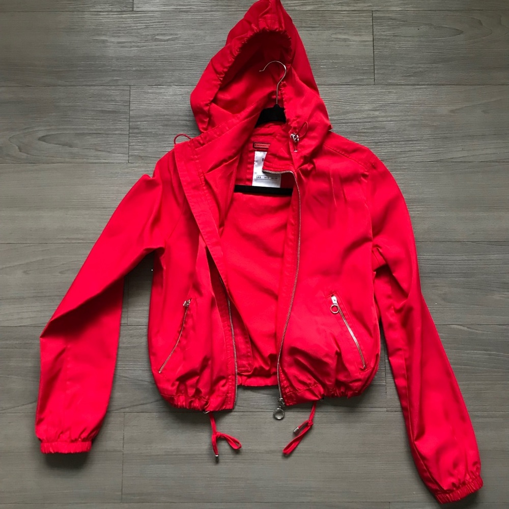 Red rain jacket